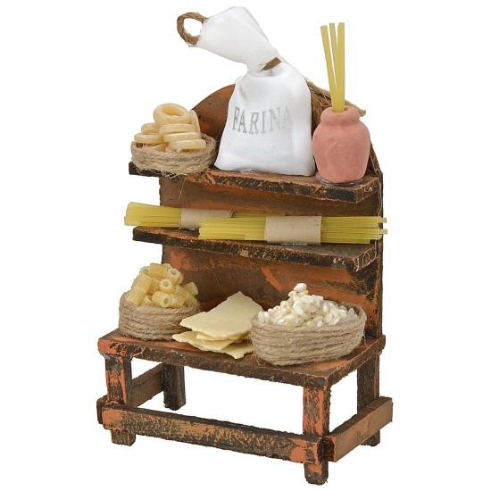 Banco con pasta assortita cm 9,5x5x13 h Mondo Presepi