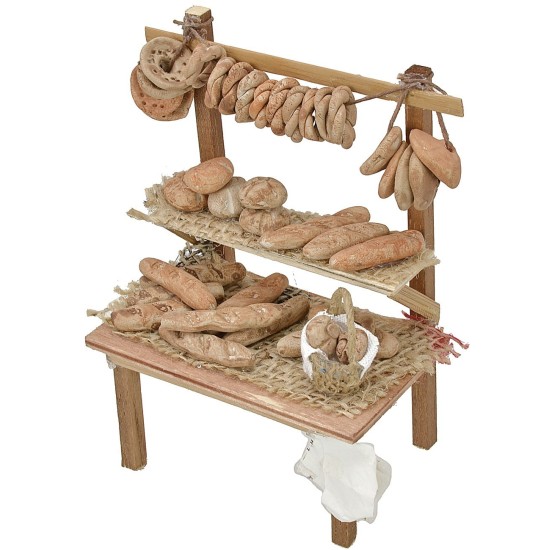 Bancarella con pane e freselle cm 8,5x6x12,2 h