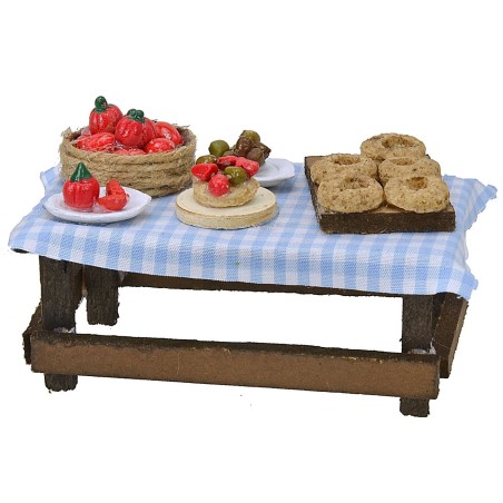 Tavolo con caponata cm 10x5,8x4 h Mondo Presepi