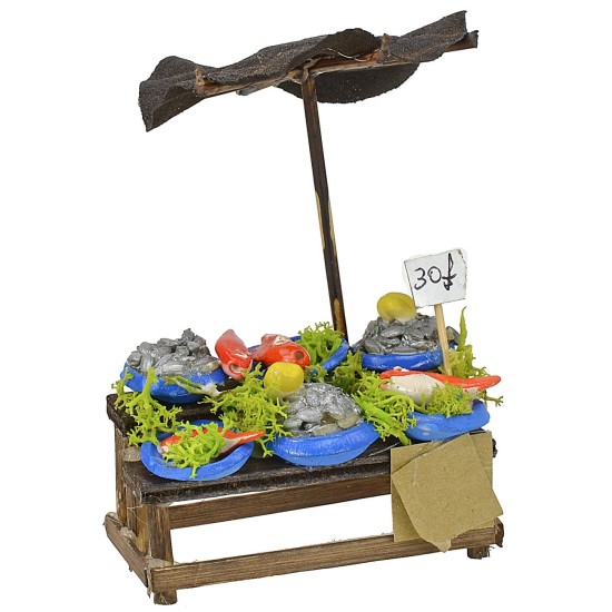 Banco pesce con ombrellone cm 7,2x3,4x3,4 h Mondo Presepi