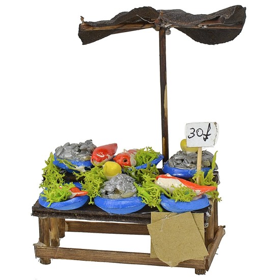 Banco pesce con ombrellone cm 7,2x3,4x3,4 h Mondo Presepi