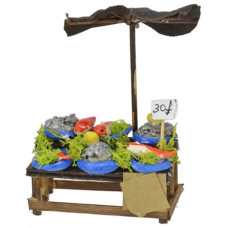 Banco de peces con sombrilla de 7,2x3,4x3,4 cm h Mundo Pesebres