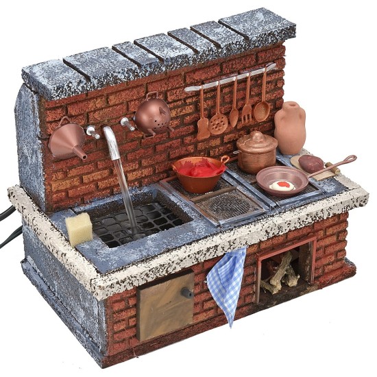 Cocina con fuente y fuego funcionales cm 20,5x13x16,5 h Mundo