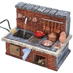 Cucina con fontana e fuoco funzionanti cm 20,5x13x16,5 h 2