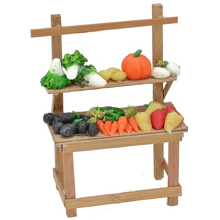 Puesto con frutas y verduras de cera de 9,2x5,5x13 cm h