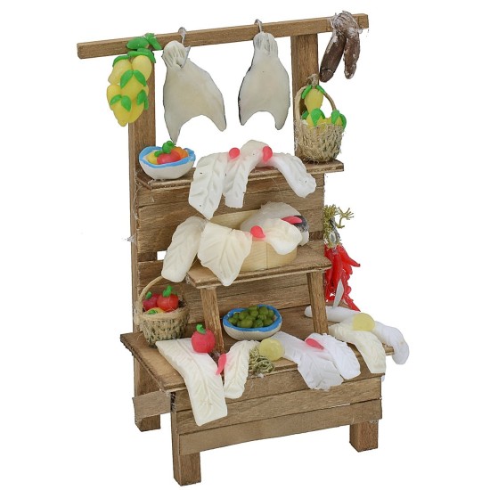 Puesto con bacalao cm 9,3x6,5x15,7 h Mundo Pesebre