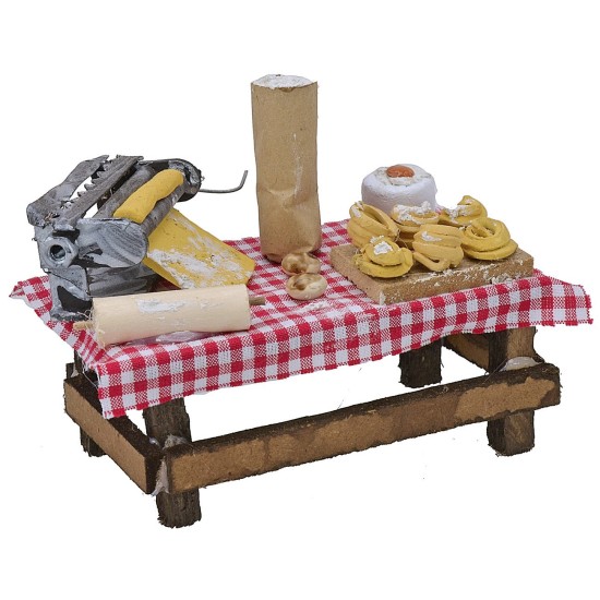 Tavolo con pasta fresca cm 9,8x5,6x4 h Mondo Presepi