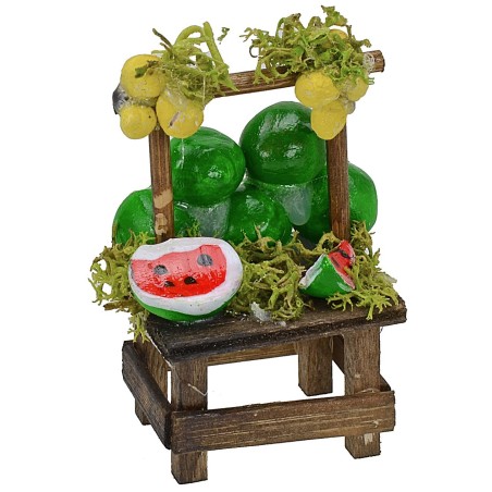 Puesto de mercado con sandías cm 4x3,2x6 h Mundo Pesebre
