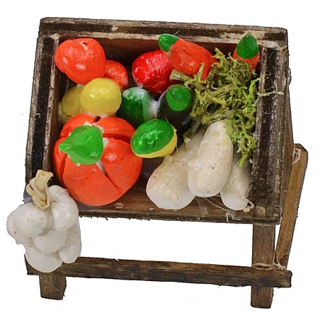 Banco mercato con verdure cm 4x2,7x4,2 h Mondo Presepi