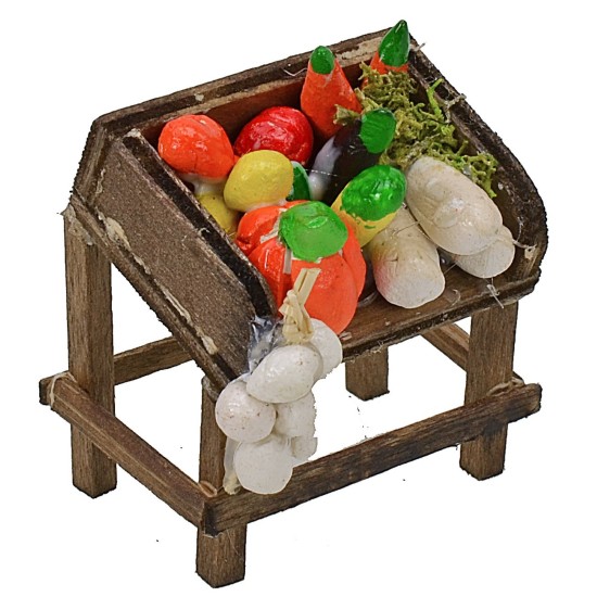 Banco mercato con verdure cm 4x2,7x4,2 h Mondo Presepi