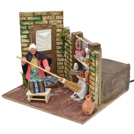 Mujer y ratón en movimiento 10 cm Mundo Pesebres