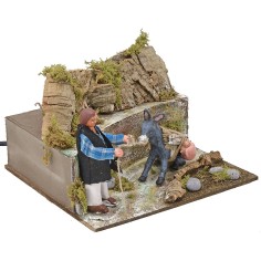 Uomo con asino in movimento 10 cm Mondo Presepi 2