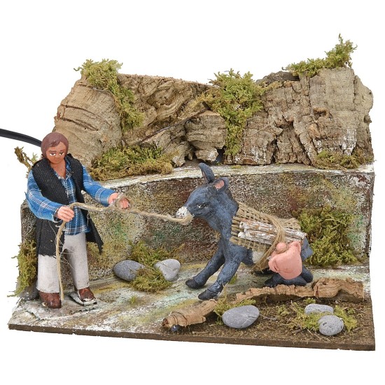 Uomo con asino in movimento 10 cm