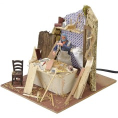 Carpintero con taladro en movimiento 10 cm Mundo Pesebres 2