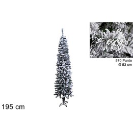 Albero innevato super slim h 195 cm a 570 punte