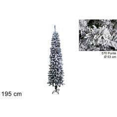Albero innevato super slim h 195 cm a 570 punte Mondo Presepi
