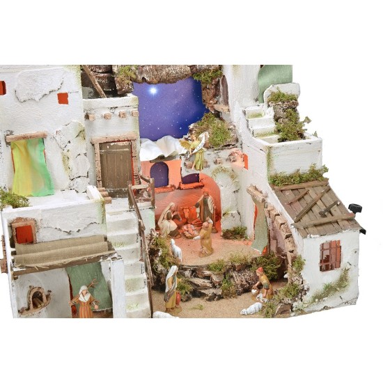 Presepe Palestinese illuminato con cielo stellato, forno e