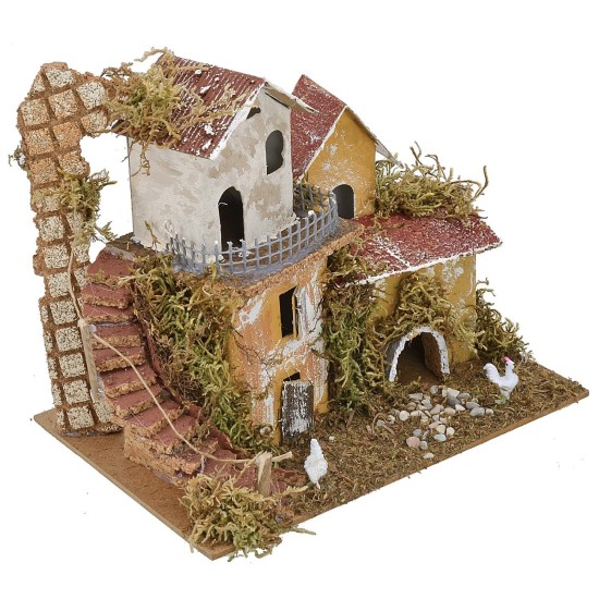 Casita con escalera curva exterior de 20x14x17 cm h Mondo Presepi