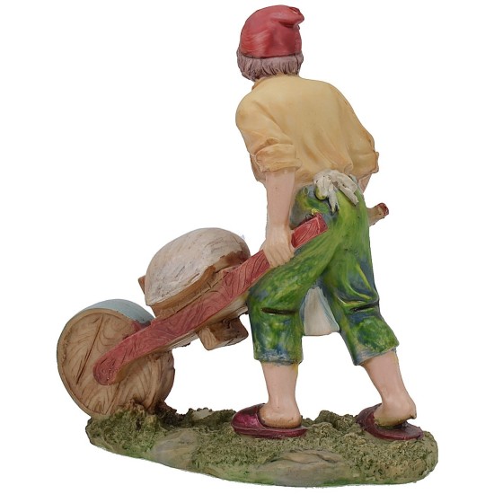 Molino con carretilla de 15 cm en resina Mondo Presepi.