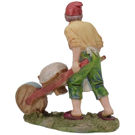 Molino con carretilla de 15 cm en resina Mondo Presepi.