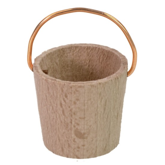 Cubo de madera con asa de cobre para estatuas de 8-10 cm.