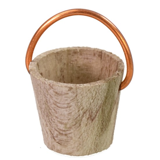 Cubo de madera con asa de cobre para estatuas de 6-8 cm