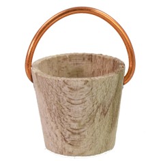 Cubo de madera con asa de cobre para estatuas de 6-8 cm
