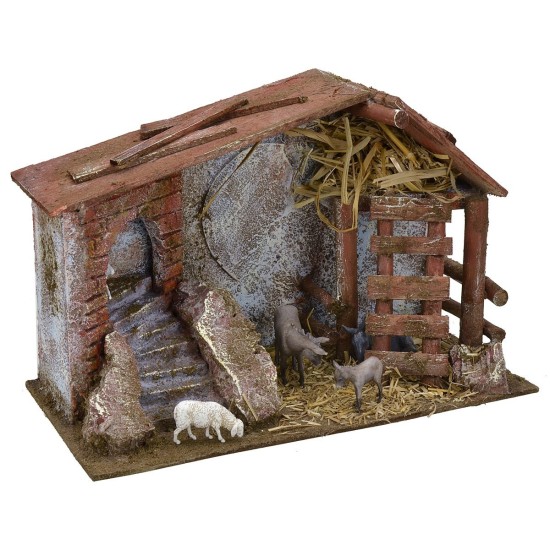 Stalla con fienile e nicchia cm 29x14,5x19 h Mondo Presepi