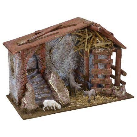 Establo con granero y nicho de 29x14,5x19 cm de altura Mondo Presepi