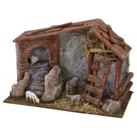 Stalla con fienile e nicchia cm 29x14,5x19 h Mondo Presepi