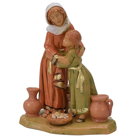 Madre e hija abrazadas serie 12 cm Fontanini Mundo Pesebres