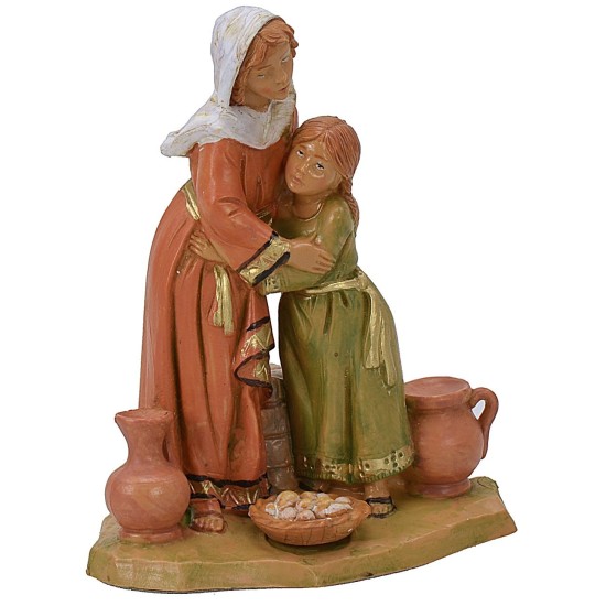 Madre e figlia abbracciate serie 12 cm Fontanini Mondo Presepi