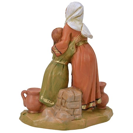 Madre e figlia abbracciate serie 12 cm Fontanini Mondo Presepi