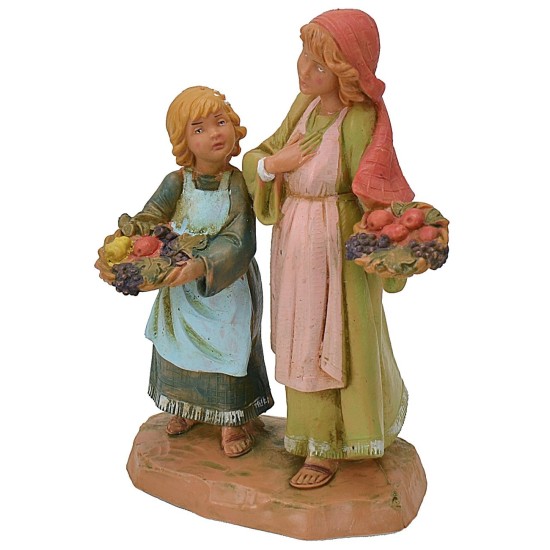 Hermanas con cestas serie 12 cm Fontanini Mundo Pesebres