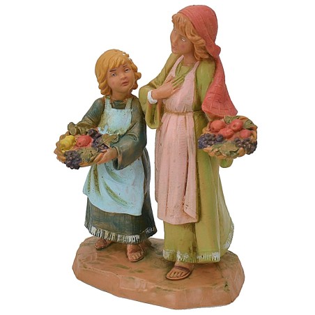 Hermanas con cestas serie 12 cm Fontanini Mundo Pesebres