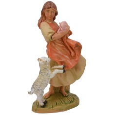 Contadina con capretta e maialino 12 cm Fontanini Mondo Presepi