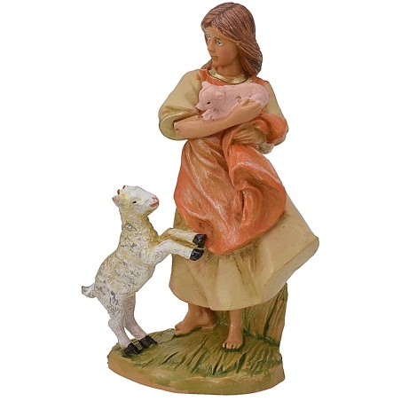 Contadina con capretta e maialino 12 cm Fontanini