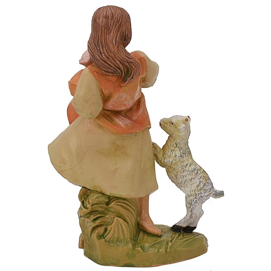 Campesina con cabrita y cerdito 12 cm Fontanini Mundo Pesebres