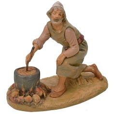 Pastore inginocchiato che cucina serie 12 cm Fontanini Mondo