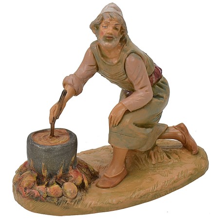Pastore inginocchiato che cucina serie 12 cm Fontanini Mondo