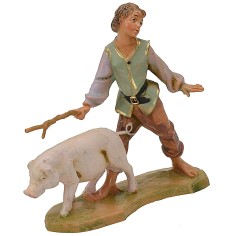 Contadino con maiale 10 cm Fontanini 2