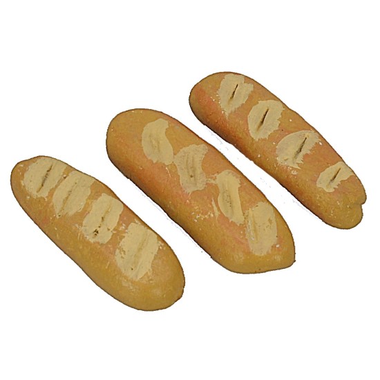 Paquete de 3 piezas de pan ciabatta de 3,6x1,1x0,6 cm h Mondo Presepi