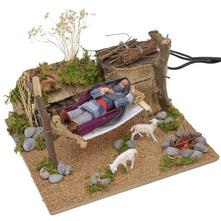 Dormiente sull'amaca in movimento10 cm Mondo Presepi