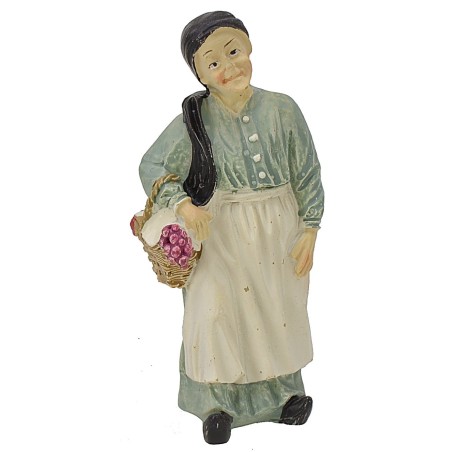 Vecchia con cesto serie 10 cm in resina Mondo Presepi