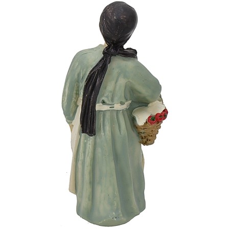 Vieja con cesta serie 8 cm en resina Mundo Pesebres