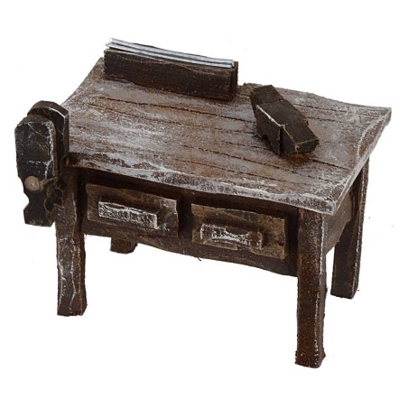 Banco da lavoro di un falegname cm 7x4x4,6 h per statue da 10 cm