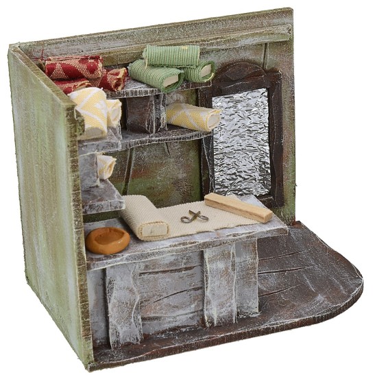 Bottega commerciante di scampoli cm 14,5x10x12 h Mondo Presepi