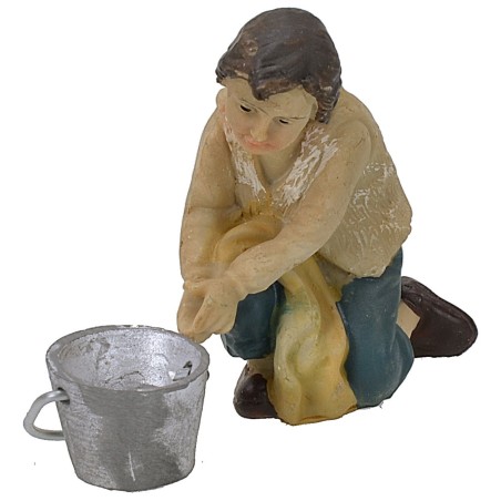 Joven ordeñador de cabra en resina serie 9 cm Mundo Pesebres