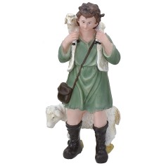 Good shepherd with sheep and lamb in resin h. 