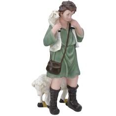 Buon pastore con pecora e agnello in resina 30 cm Mondo Presepi 2
